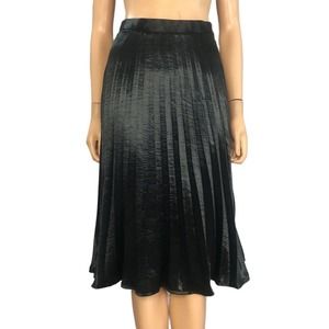 Missguided Satin Pleated Skirt A Line Below Knee